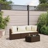 vidaXL 4-tlg. Garten-Sofagarnitur mit Kissen Braun Poly Rattan