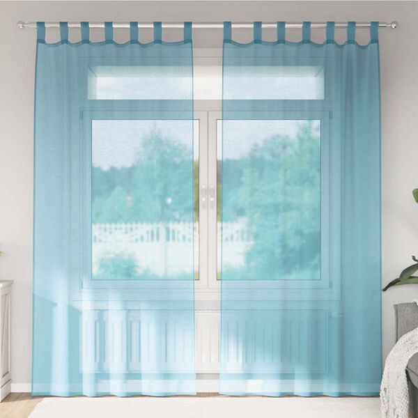 vidaXL Voile Vorh&auml;nge mit Schlaufen 2 Stk. T&uuml;rkis 140x225 cm