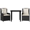 vidaXL 3-tlg. Garten-Essgruppe mit Kissen Schwarz Poly Rattan