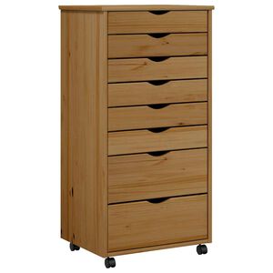 vidaXL Rollschrank mit Schubladen MOSS Honigbraun Massivholz Kiefer