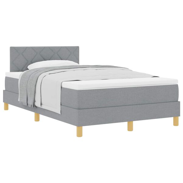 vidaXL Boxspringbett mit Matratze Hellgrau 120 x 190 cm Stoff