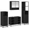 vidaXL Badezimmerm&ouml;bel-Set 4 pcs Schwarz Eichen-Optik Holzwerkstoff