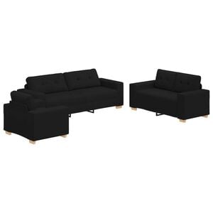 vidaXL Sofa 3 stk. Schwarz Leinenmischgewebe