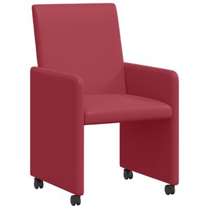 vidaXL Esszimmerst&uuml;hle mit Rollen 2 pcs Weinrot 57 x 66 x 94 cm