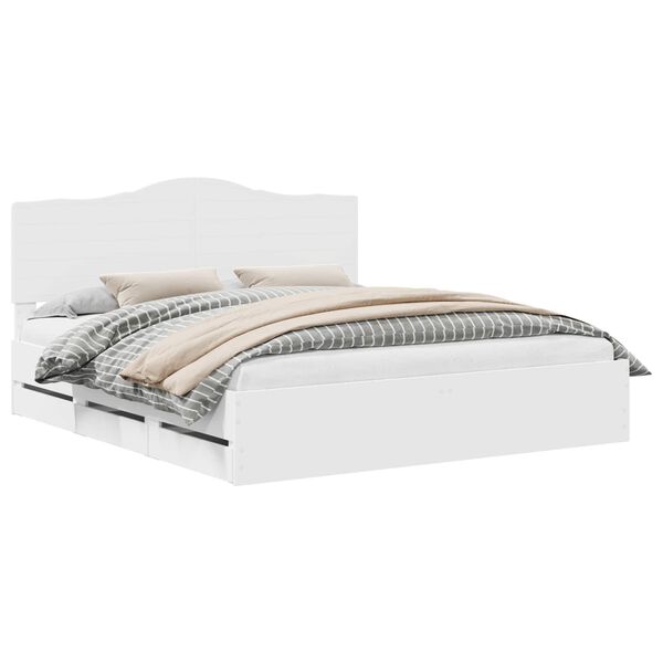 vidaXL Bettrahmen mit Schubladen Wei&szlig; 180 x 200 cm Ingenieurs Holz