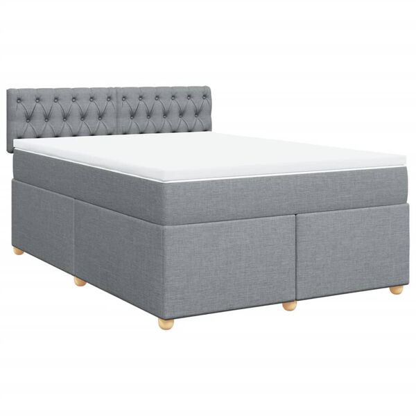 vidaXL Boxspringbett mit Matratze Hellgrau 160x200 cm Stoff