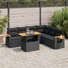 vidaXL 7-tlg. Garten-Sofagarnitur mit Kissen Schwarz Poly Rattan
