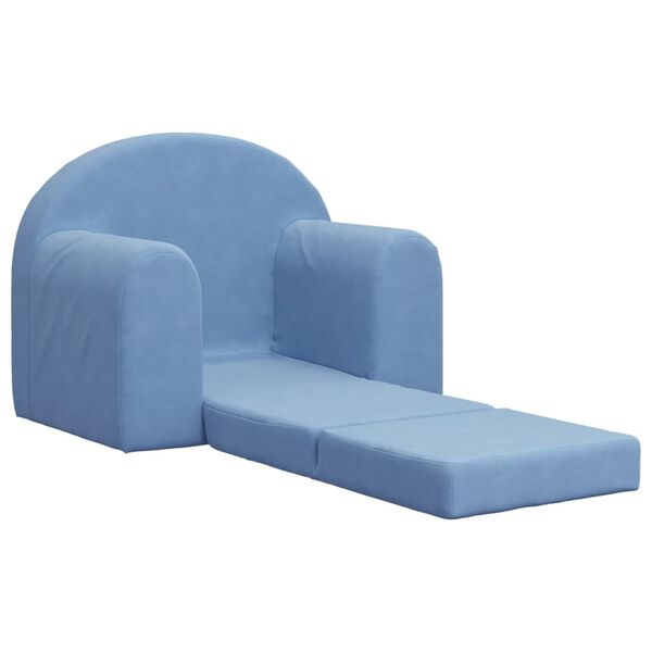 vidaXL Schlafsofa für Kinder Blau Weich Plüsch