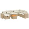 vidaXL 9-tlg. Garten-Sofagarnitur mit Kissen Beige Poly Rattan