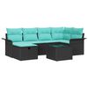 vidaXL Garten-Sofa-Set mit Kissen 7 pcs Schwarz Poly Rattan