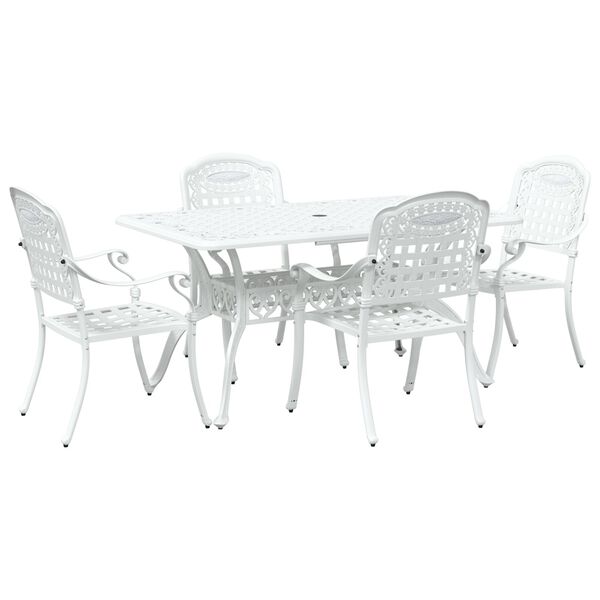 vidaXL Garten Essgruppe 5 pcs Weiß Aluminium