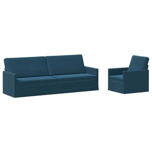 vidaXL Sofa-Set 2 pcs Blau Samt (V)