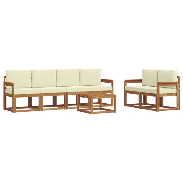 vidaXL Outdoor-Sofagarnitur 7 pcs Natur und Creme Massivholz Akazie
