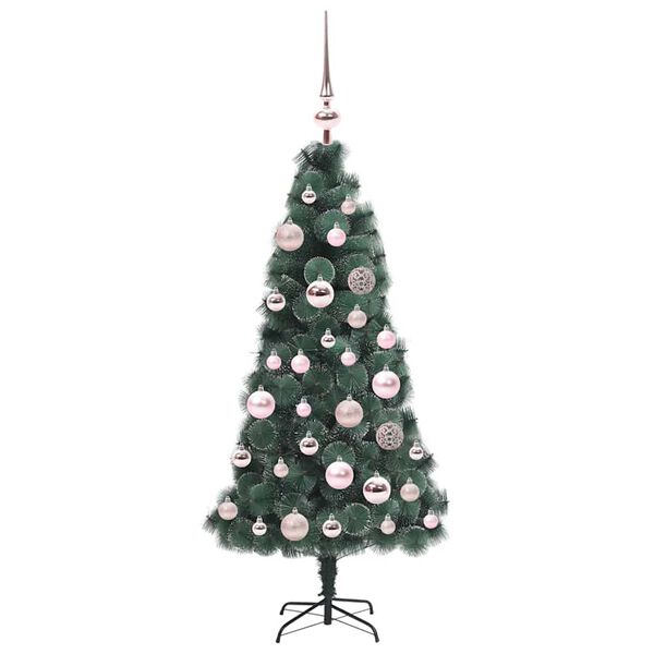 vidaXL Künstlicher vorbeleuchteter Weihnachtsbaum mit Kugelset 120 cm
