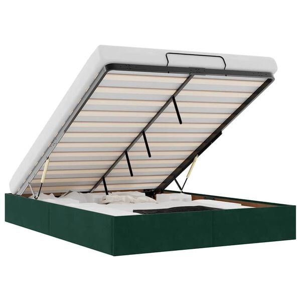 vidaXL Ottoman-Bett ohne Matratze Dunkelgr&uuml;n 140x200 cm Samt