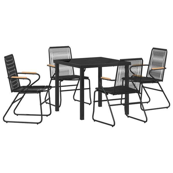 vidaXL Garten Essgruppe 5 pcs Schwarz Pulverbeschichteter Stahl