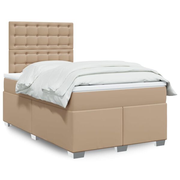 vidaXL Boxspringbett Matratze Cappuccino-Braun 120x190 cm Kunstleder