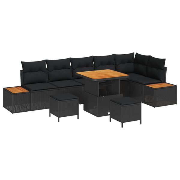 vidaXL Gartensofa-set 9 pcs Schwarz Poly-Rattan