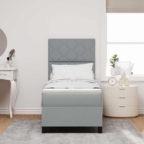vidaXL Boxspringbett mit Matratze Hellgrau 80 x 200 cm Stoff