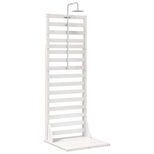 vidaXL Gartendusche 225 cm Massivholz Kiefer und Edelstahl Wei&szlig;