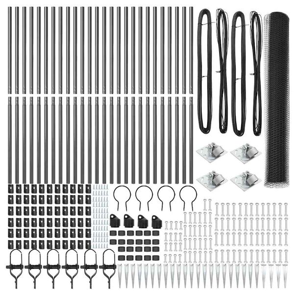 vidaXL Zaunpfosten Grau 50 x 1,4 m (13 mm Maschenweite) Stahl und PVC