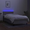 vidaXL Boxspringbett mit Matratze & LED Hellgrau 90x200 cm Stoff