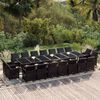 vidaXL 19-tlg. Garten-Essgruppe mit Kissen Poly Rattan Schwarz