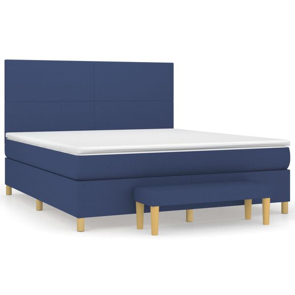 vidaXL Boxspringbett mit Matratze Blau 160x200 cm Stoff