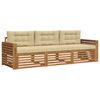 vidaXL Outdoor-Sofagarnitur mit Kissen 3 pcs Natur und Beige