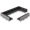 vidaXL 13-tlg. Garten-Lounge-Set mit Kissen Poly Rattan Dunkelgrau