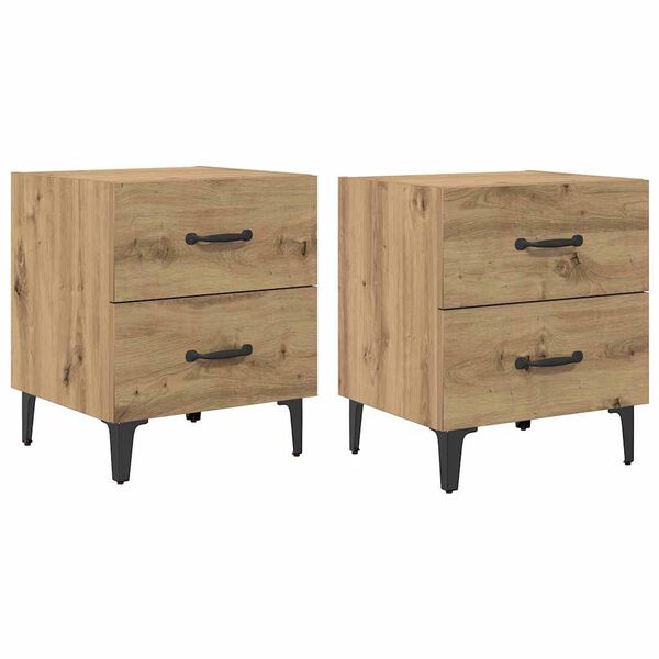 vidaXL Bettschrank 2 pcs Artisan-Eiche 40 x 35 x 47,5 cm Holzwerkstoff