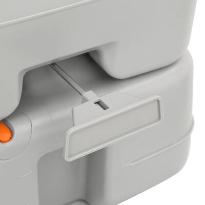 vidaXL Camping-Toilette Tragbar Grau und Weiß 15+10 L HDPE