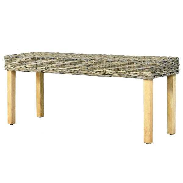 vidaXL Sitzbank 110 cm Natur Kubu-Rattan und Massivholz Mahagoni