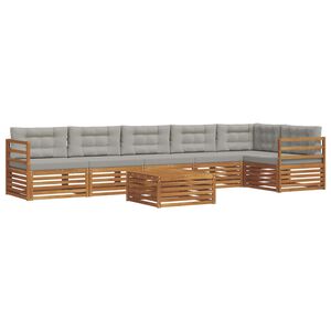 vidaXL Outdoor-Sofagarnitur mit Kissen 7 pcs Nat&uuml;rlich und Hellgrau