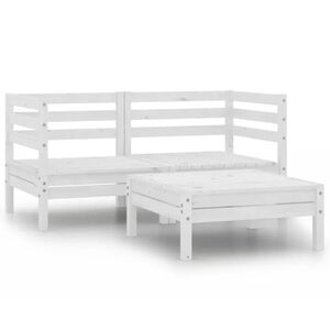 vidaXL 3-tlg. Garten-Lounge-Set Massivholz Kiefer Wei&szlig;