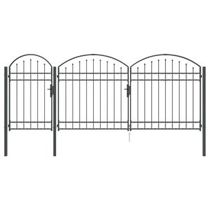 vidaXL Gartentor mit gew&ouml;lbtem Oberteil ASSEN 400 x 100 cm Stahl Grau