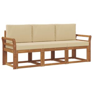 vidaXL Outdoor-Sofagarnitur 3 stk. 3-Sitzer Natur und Beige