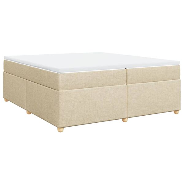 vidaXL Boxspringbett mit Matratze Creme 200x200 cm Stoff