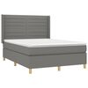vidaXL Boxspringbett mit Matratze & LED Dunkelgrau 140x190 cm Stoff