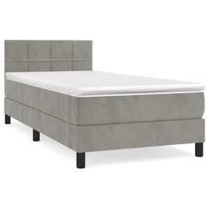 vidaXL Boxspringbett mit Matratze Hellgrau 90x200 cm Samt