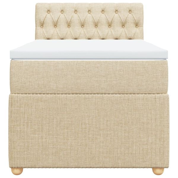 vidaXL Boxspringbett mit Matratze Creme 100x200 cm Stoff