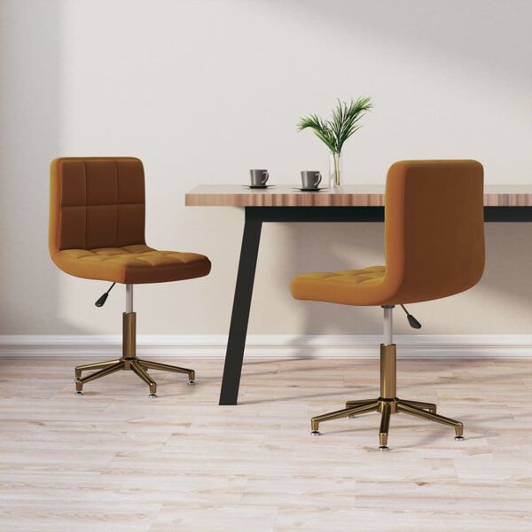 vidaXL Esszimmerst&uuml;hle 2 Stk. Drehbar Braun Samt