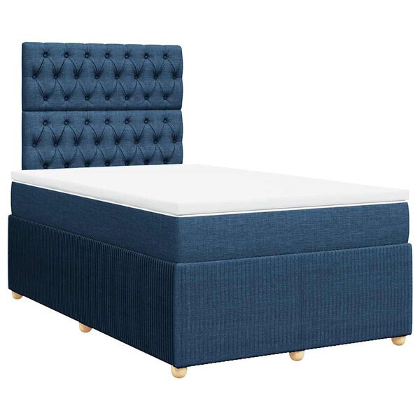 vidaXL Boxspringbett mit Matratze Blau 120x190 cm Stoff