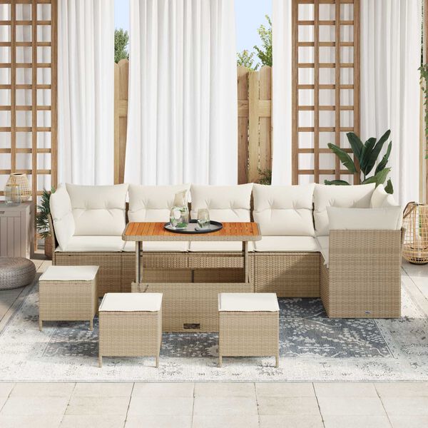 vidaXL Gartensofa-set 10 pcs Beige Poly-Rattan