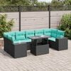 vidaXL 8-tlg. Garten-Sofagarnitur mit Kissen Schwarz Poly Rattan