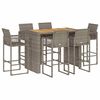 vidaXL 7-tlg. Gartenbar-Set ohne Kissen Grau Poly Rattan Akazie
