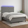 vidaXL Boxspringbett mit Matratze & LED Dunkelgrau 140x200 cm Stoff