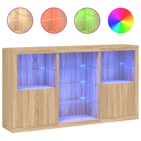 vidaXL Sideboard mit LED-Leuchten Sonoma-Eiche 181,5x37x100 cm