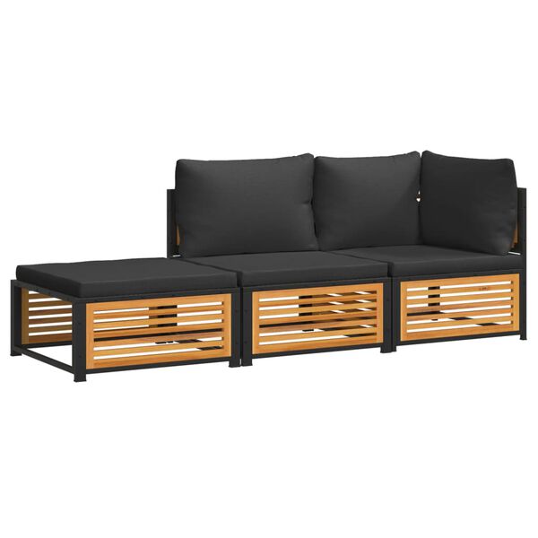 vidaXL 3-tlg. Garten-Sofagarnitur mit Kissen Massivholz Akazie