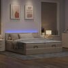 vidaXL Ottoman-Bett mit Matratzen & LEDs Creme 180x200 cm Stoff
